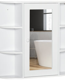 Bathroom Medicine Cabinet with Mirror, Bathroom Mirror Cabinet, Wall Mount Mirror Medicine Cabinet with Multiple Storage Shelves, White