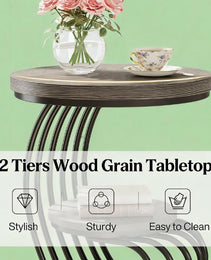 2 Tiers Couch Table,Round Side Table,End Table