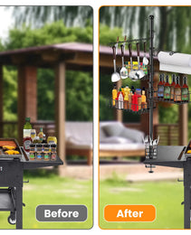 Griddle Caddy Standing Grill Utensil Caddy With Paper Towel Holder Hook Baskets BBQ Accessories Storage Rack Vertical Standing BBQ Organizer Grill Utensil Storage Fit For Blackstone Griddle
