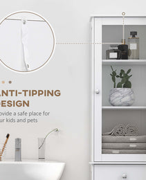Slim Bathroom Storage Cabinet, Tall Bathroom Cabinet, Narrow Linen Tower with Acrylic Door, Drawer and Shelves, White