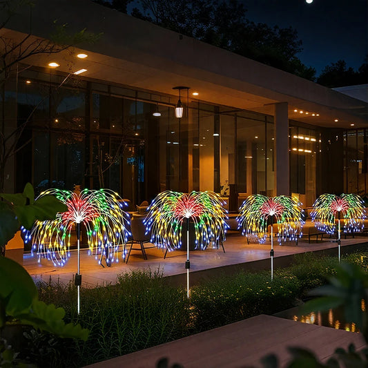 Outdoor Solar Fireworks Lights Led Waterproof Solar Garden Light Decor Fairy Starburst Stake Lights for Yard Patio Pathways Lawn