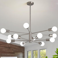 Modern Chandeliers for Dining Room, Black and Gold Chandelier Ceiling Light Fixture 6-Light Sputnik Chandeliers Mid Century Chandeliers for Living Room,Kitchen Island,Bedroom,Foyer