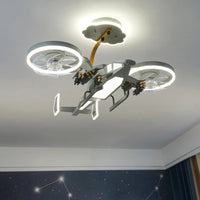 Kids Plane Ceiling Fan With Lights For Bedroom Study Kindergarten Children's Room Decoration Led Lighting Lustre Chandelier Lamp