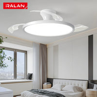 IRALAN Modern Invisible Ceiling Fan with LED Light DC motor Large Air Volume Remote Control for Bedroom Dining room