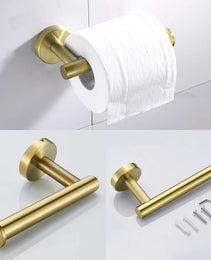3-Pieces Bathroom Hardware Accessories Set - Towel Bar, Toilet Paper Holder, Robe Towel Hooks