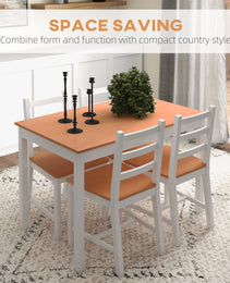 Dining Table Set for 4, 5 Piece Modern Kitchen Table and Chairs, Solid Wood Dining Room Set for Small Spaces, Breakfast Nook, White