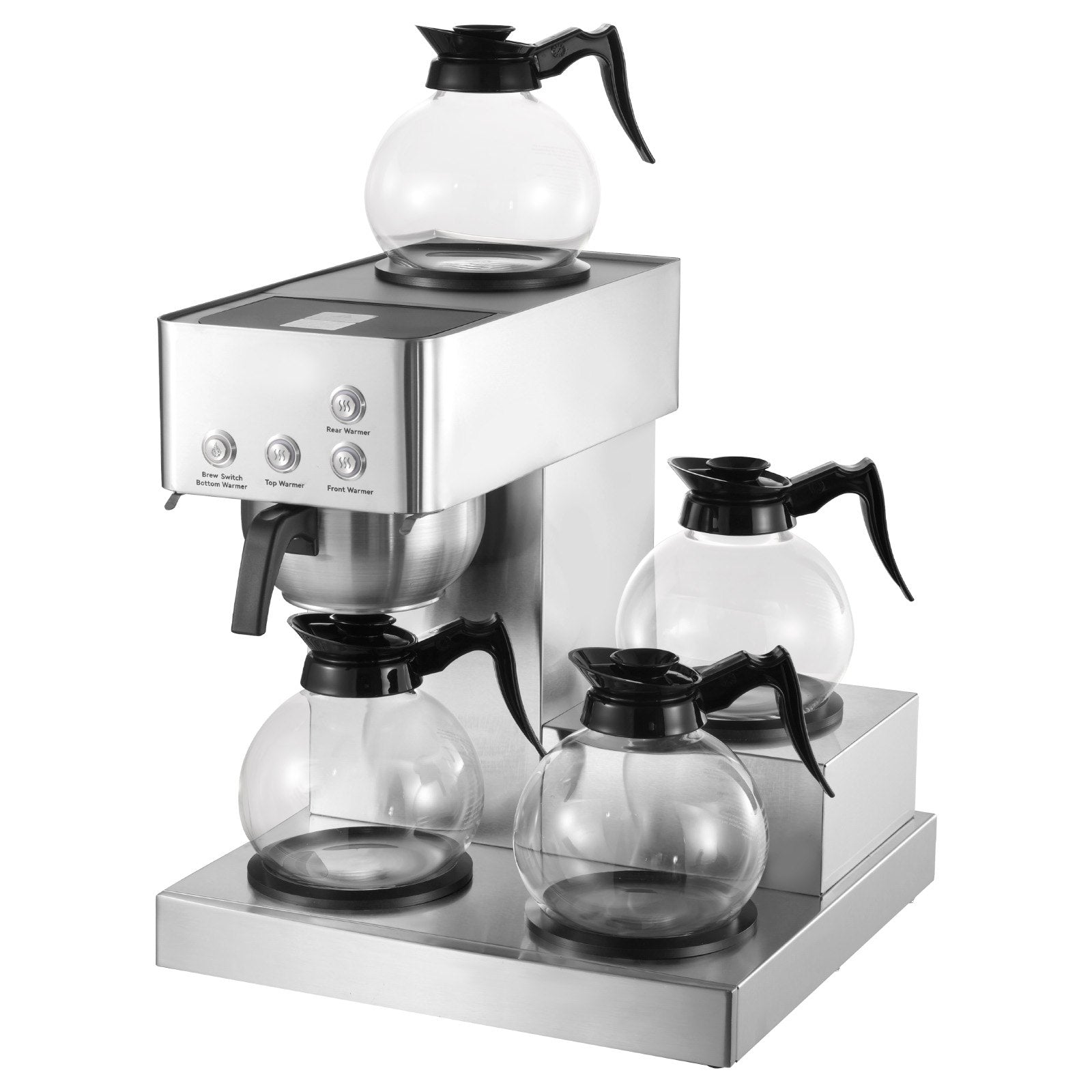 4-Station Commercial Coffee Brewer – 6-Minute Rapid Brew with Quad Warming Plates & 4 Carafes