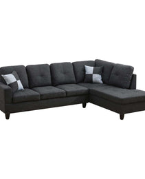 Pickup Only--Black Grey Linen 3-Piece Couch Living Room Sofa Set