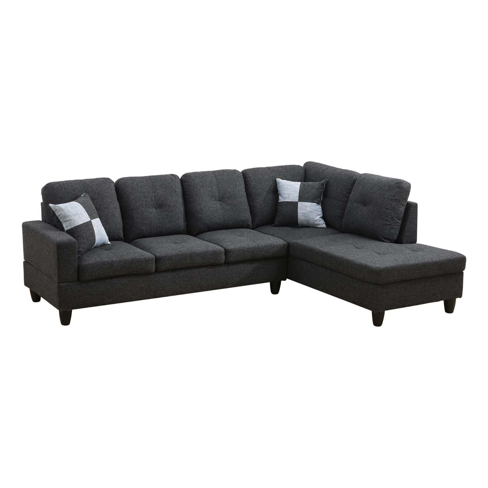 Pickup Only--Black Grey Linen 3-Piece Couch Living Room Sofa Set