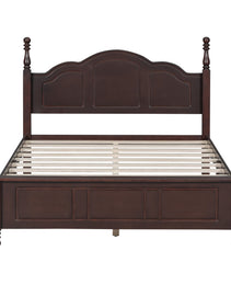 Full Size Wood Platform Bed Frame,Retro Style Platform Bed With Wooden Slat Support,Dark Walnut