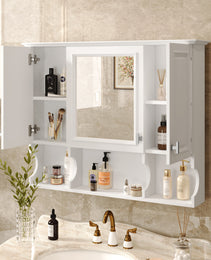 35'' X 28'' Wall Mounted Bathroom Medicine Cabinet, Modern Bathroom Wall Cabinet With Mirror,  Mirror Cabinet With Open Shelves