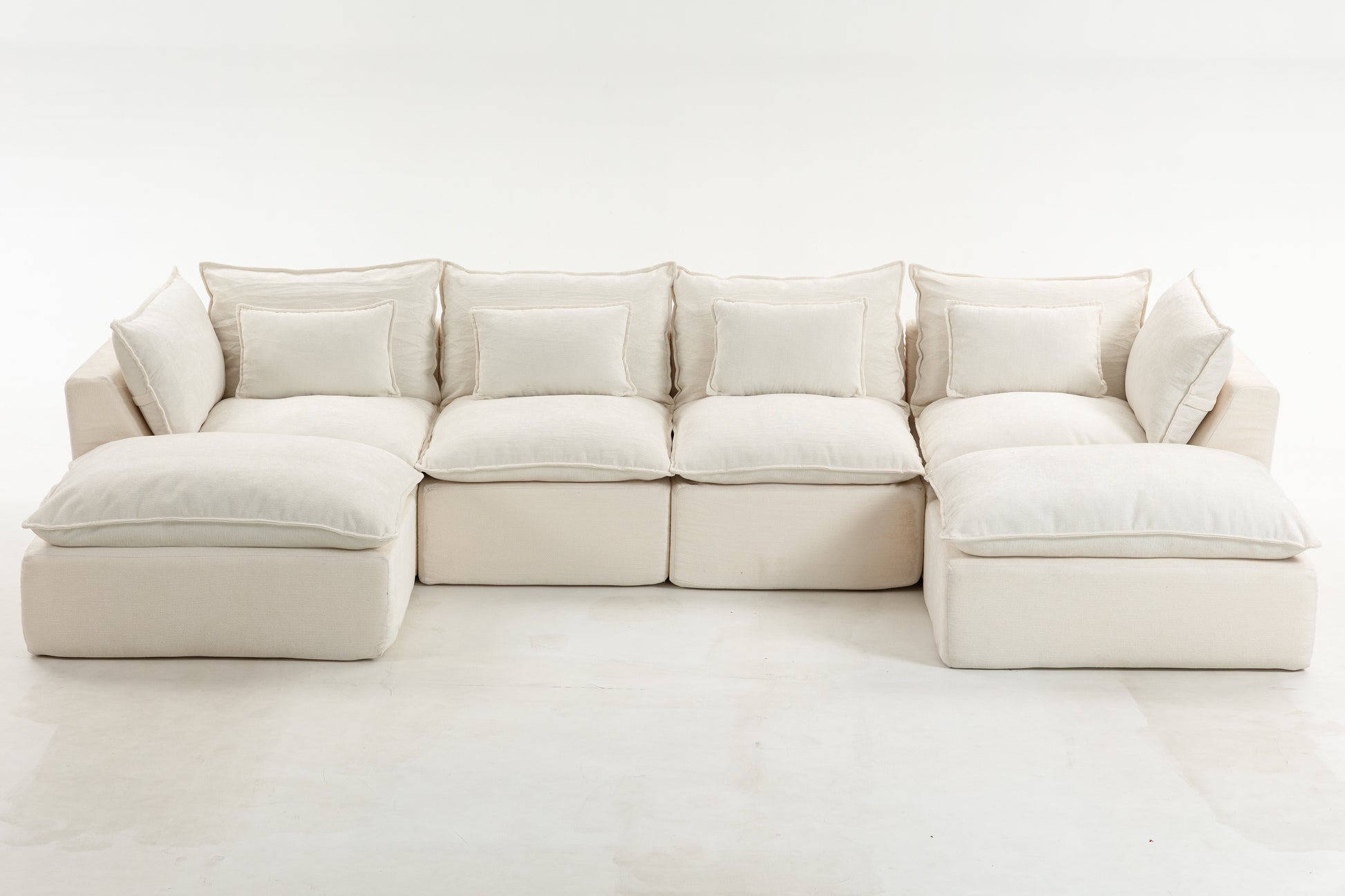 129.8  Width Cloud Couch Oversized Modular Sectional Sofa True Relax Comfy Couches Wide&Deep Seat Sofas For Living Room Furniture Sets, 4Seat With 2Ottoman