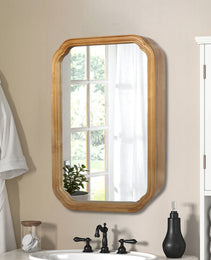 29.72x19.69 Inches Functional Mirror With Cabinet, Wood Framed Bathroom Wall Cabinet With Mirror And Adjustable Shelves, Wall Mounted Mirror With Storage For Bathroom