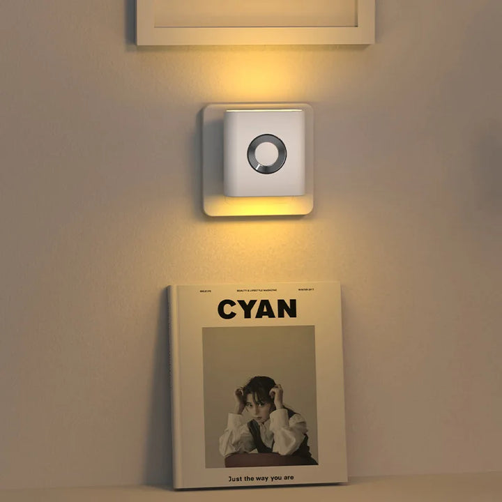 Human Motion Sensor Night Light, Auto On/Off Bedside Cabinet Lamp, Up & Down Glow Ambient Light, Eye-Care LED Bedroom Night Lamp