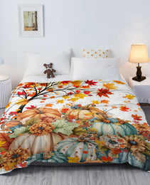 Fall Throw Blanket Pumpkin Flower Printed Blankets Soft Flannel Throw Cute Halloween Blanket Gifts For Kids Teens Boys Girls