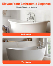 Clawfoot Tub Faucet, Wall-Mounted Bathtub Faucets With Handheld Shower, Polished Chrome Clawfoot Tub Filler Faucet Shower Kit With 59" Long Hose & Gooseneck Spout, Modern & Vintage For Bathtubs