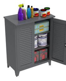 47'' Tall Metal Tool Storage Cabinet, With Ample Storage Space For Garage,Warehouse,Garden,Office, Living Room,Bathroom,Utility Room Slate
