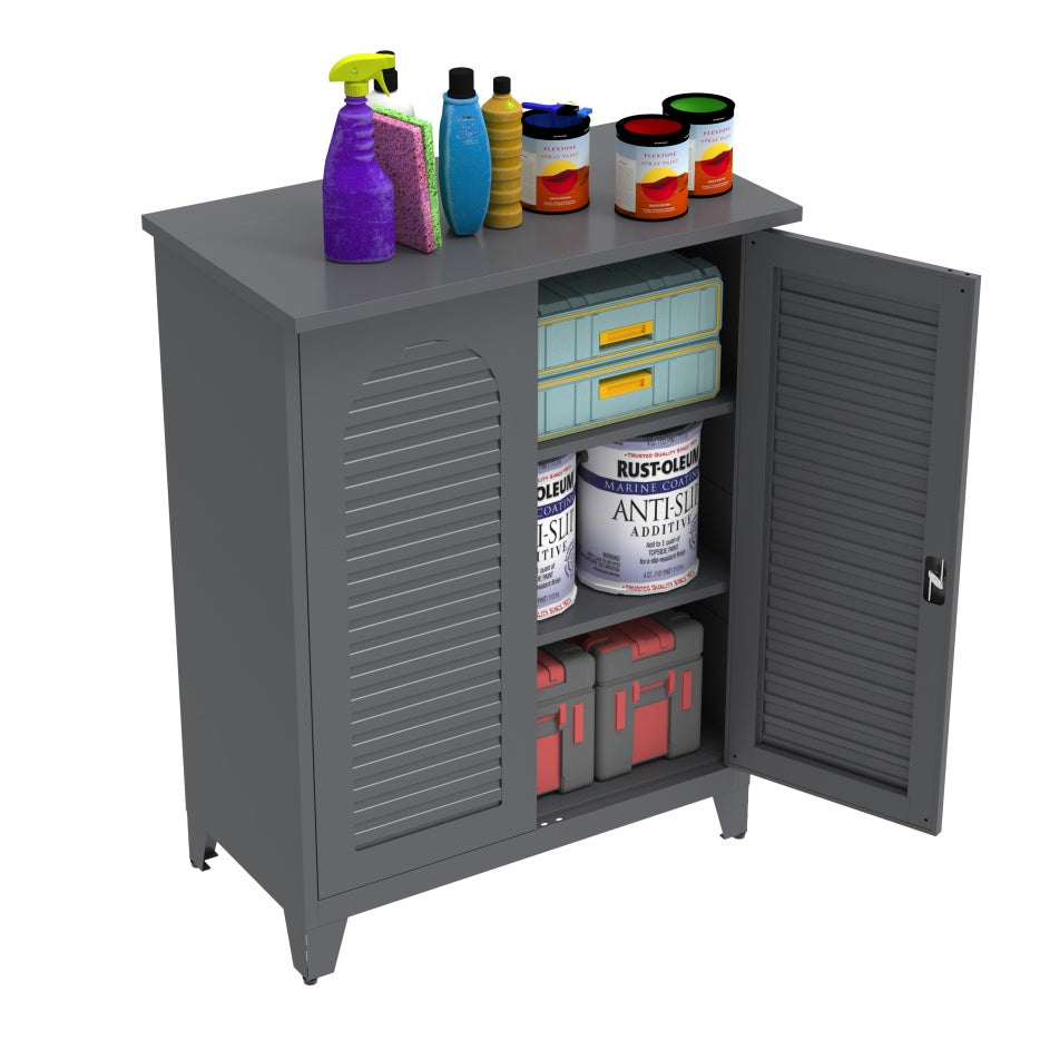47'' Tall Metal Tool Storage Cabinet, With Ample Storage Space For Garage,Warehouse,Garden,Office, Living Room,Bathroom,Utility Room Slate