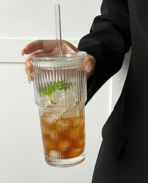 Glass Cup With Straw
