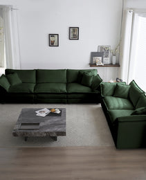 Sofa Set Of 2 Chenille Couch, 2-3 Seater Sofa Set Deep Seat Sofa, Modern Sofa Set For Living Room, Green Chenille
