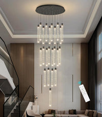 35-Light Long Large Modern Led Crystal Chandeliers Modern Spiral Chandeliers High Ceilings Chandelier for Staircase Foyer Chrome