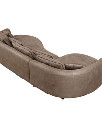 128.74 Inch Modern Sectional Curved Sofa Couch For Living Room,Leathaire Upholstered 5-Seat Sofa Couch, Technology Cloth Couch Set For Apartment Office,Brown