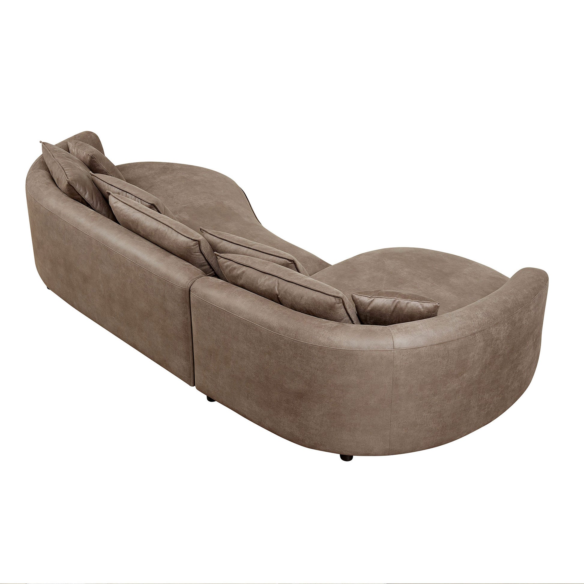 128.74 Inch Modern Sectional Curved Sofa Couch For Living Room,Leathaire Upholstered 5-Seat Sofa Couch, Technology Cloth Couch Set For Apartment Office,Brown