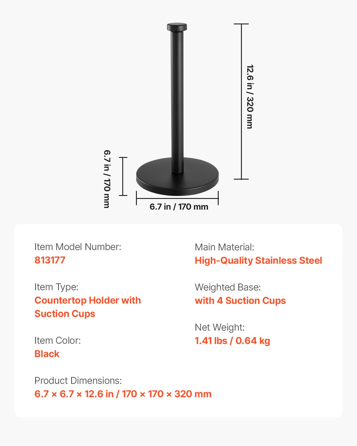 Paper Towel Holder Countertop Stainless Steel Paper Towel Stand For Kitchen