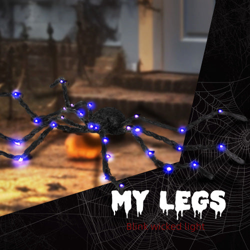 HOMCOM 3.25 Outdoor Halloween Decoration, Light-up Oversized Spider Halloween Prop With Light Up Bendable Legs - CJDS - FC