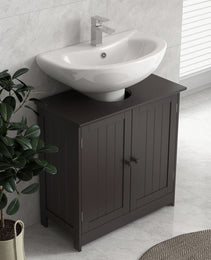 Bathroom Vanity Cabinet, Under Sink Bathroom Cabinet with 2 Doors and Adjustable Shelf, Coffee