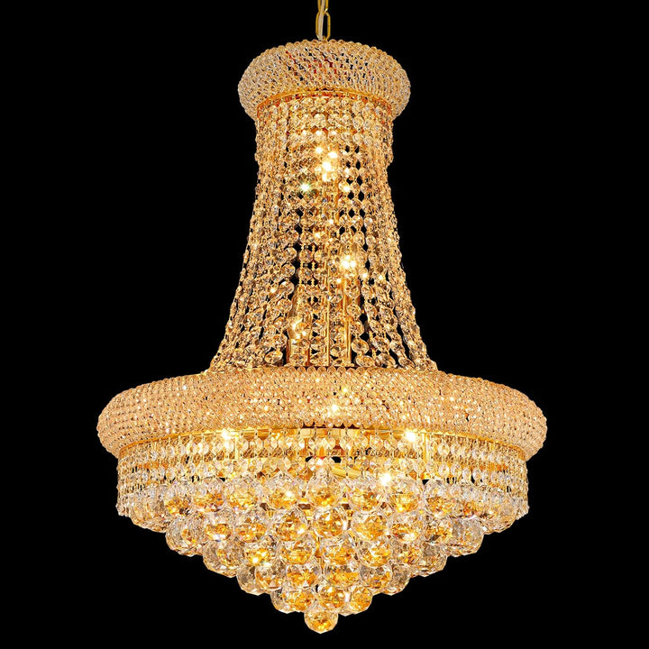 Gold Crystal Chandeliers for Dining Room，12-Lights D22 Inch