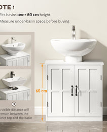 Bathroom Sink Cabinet, Pedestal Sink Cabinet with Adjustable Shelf, White