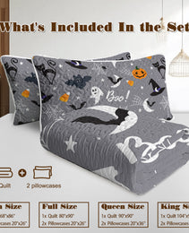 3pcs Halloween Pumpkin Set Comforter Set For Girls Boys Women, Soft Lightweight Halloween Bedding Set 1 Coverlet And 2 Pillowcases
