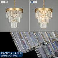 Gold Crystal Chandeliers for Dining Room，4-Lights D12 Inch