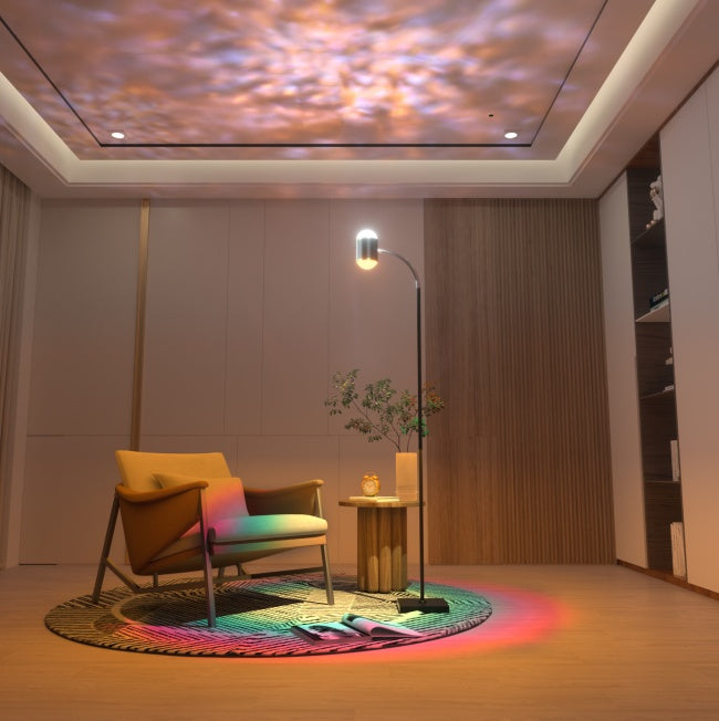 EP LIGHT Dual Head Floor Lamp Sunset Aurora Projector Lights, Ambient Night Lights - CJDS
