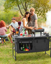 Camping Kitchen Table Folding Portable Outdoor Cook Station 3 Adjustable Height