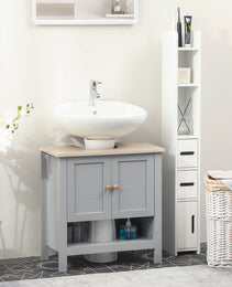 Pedestal Sink Storage Cabinet, Under Sink Cabinet, Bathroom Vanity Cabinet with Adjustable Shelf and Open Bottom Shelf, Gray