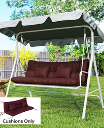 4-Piece Back and Seat Cushion Pillows Replacement and Pillows, Patio Chair Cushions Set with Ties, Wine Red