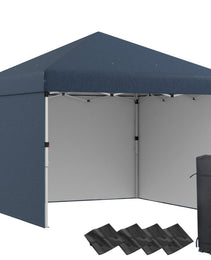 10' x 10' Pop Up Canopy with Sidewalls, Weight Bags and Carry Bag, Height Adjustable Tent for Parties, Navy