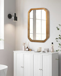 29.72x19.69 Inches Functional Mirror With Cabinet, Wood Framed Bathroom Wall Cabinet With Mirror And Adjustable Shelves, Wall Mounted Mirror With Storage For Bathroom