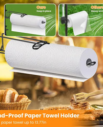 Griddle Caddy With Paper Towel Holder Hook Baskets BBQ Accessories Storage Rack Vertical Standing BBQ Organizer Grill Utensil Storage Fit For Blackstone Griddle