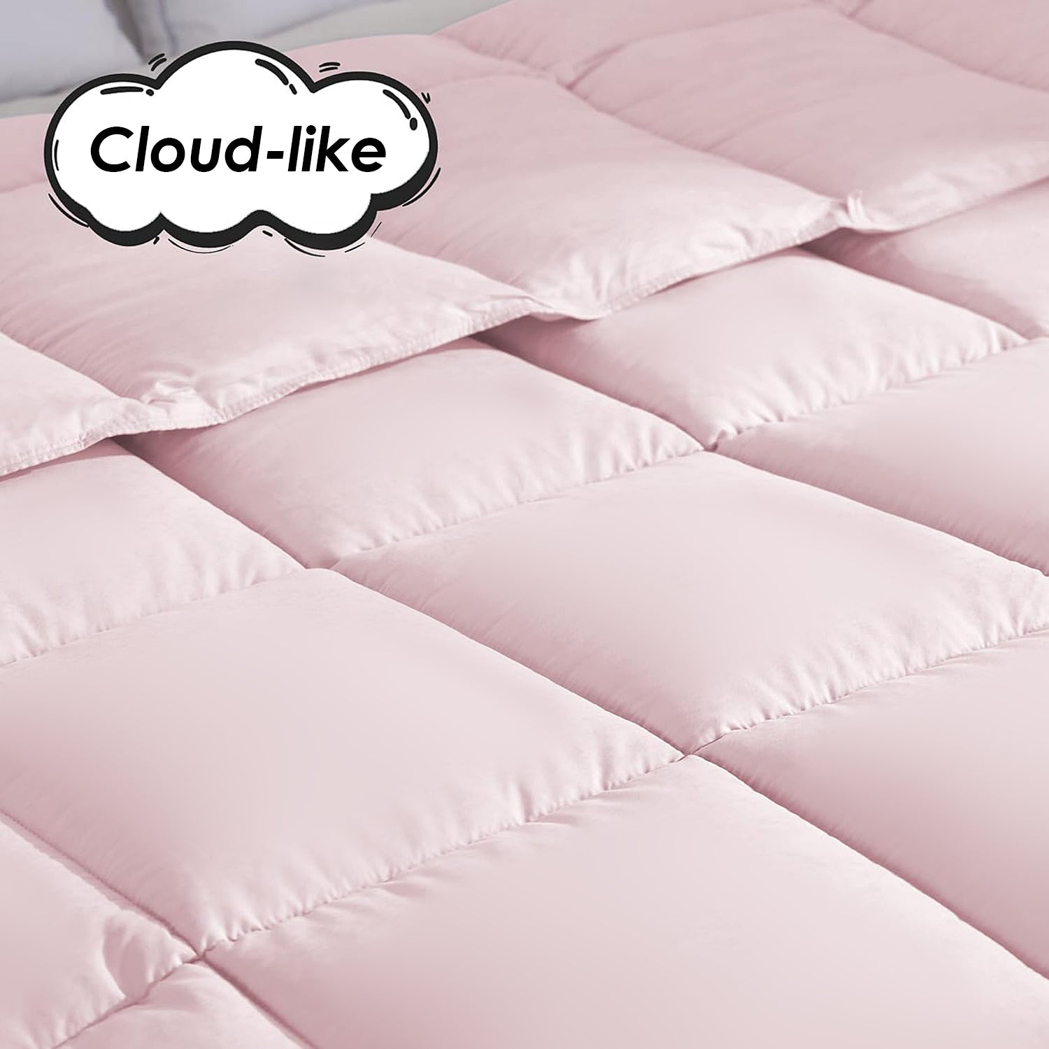 Pink Extra Large Plump Thick Duvet - Winter Enhanced Warmth With Skin-friendly Comfort. Bohemian Minimalist Checkered Design, Luxury Hotel-grade For Bedroom Use. Premium Christmas Gift Selection.
