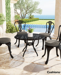 Patio Chair Cushions Set of 4 Round Seat Cushions for Dining Bistro Chairs Machine Washable, 15" x 15" x 3", Dark Gray