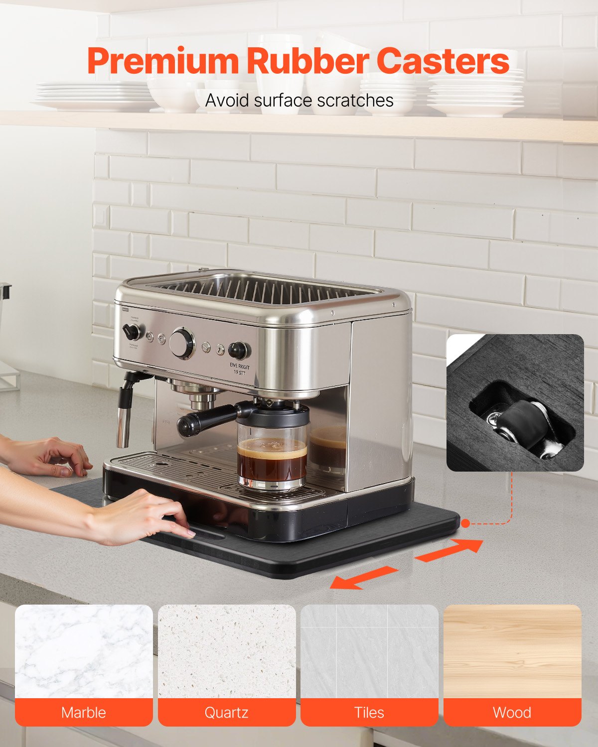 Appliance Slider 10.5 X 13 In Sliding Tray For Coffee Maker Black
