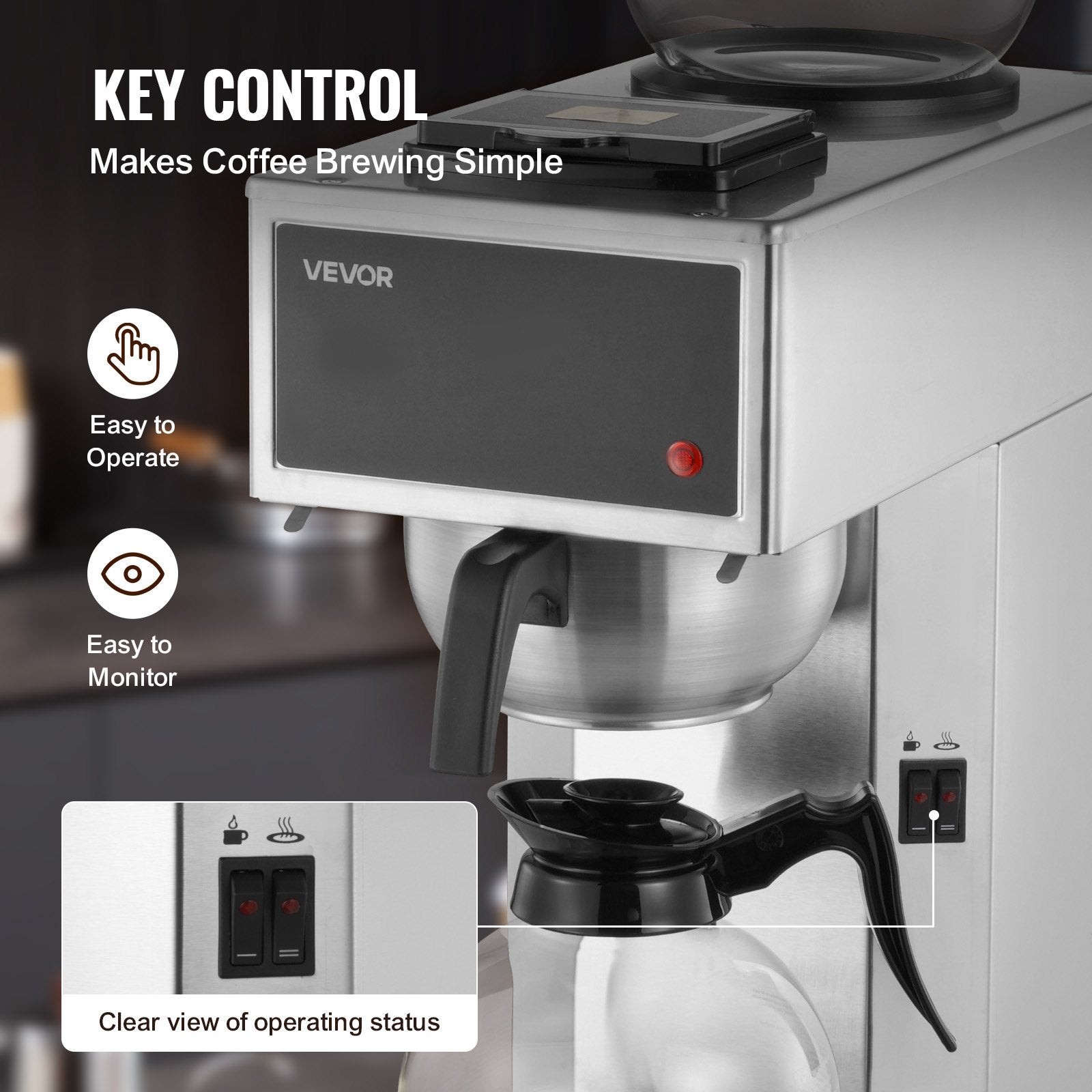 12-Cup Commercial Drip Coffee Maker – 6-Minute Rapid Brew with Dual Warming Plates