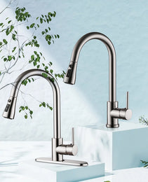 Pull-out Hot And Cold Household Kitchen And Dishwashing Brushed Copper Sink Faucet