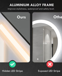 Dimmable Bathroom Mirror with Lights, 39" x 32" Backlit LED Mirror w/ Anti-Fog, Memory & Infinite Color Temperature