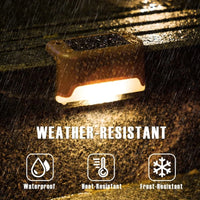 Warm White Solar LED Step Deck Lights Outdoor Waterproof for Patio Stair Fence Railing Pathway Garden Yard Decor Lamp