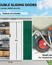 9' x 4' Metal Outdoor Storage Shed, Tool House with Double Lockable Doors for Backyard, Patio, Lawn, Garage, Dark Green