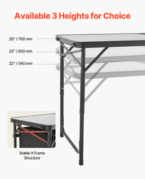 Camping Kitchen Table Folding Portable Outdoor Cook Station 3 Adjustable Height
